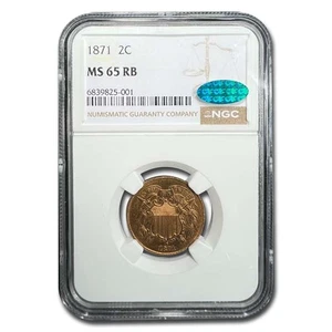 1871 Two Cent Piece MS-65 NGC CAC (Red/Brown) - Picture 1 of 3