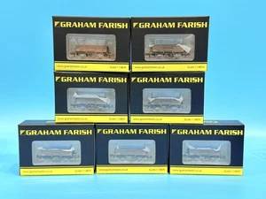 GRAHAM FARISH 'N' RAKE OF 7X 377-955 13T BR BAUXITE OPEN WAGONS 'WEATHERED' ! - Picture 1 of 9
