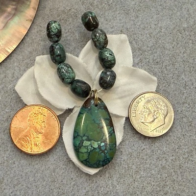 Cuentas Colgante Hubei Bambú Montaña Turquesa Perforadas con Nube Mtn. Óvalos, 33 ct Foto 1 de 4