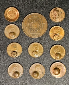 Vintage 11 Stück Freimaurer Freemason Penny Lot Gegengestempelt - Bild 1 von 13