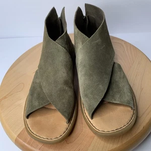 Born Iwa Zapatos Mujer 7M Verde Oliva Gamuza Sandalias Planas Cremallera Trasera Cómodas Informales - Imagen 1 de 10