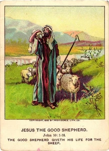 Ölberg Bildkarte Jesus der gute Hirte Johannes 10 Vorsehung Litho 1900 - Bild 1 von 2
