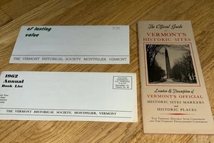 1958 DER OFFIZIELLE FÜHRER ZU DEN HISTORISCHEN STÄTTEN VON VERMONT + 1962 jährliche Buchliste - Bild 1 von 16