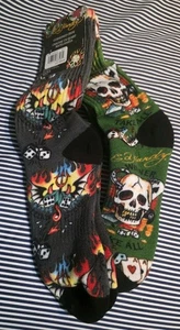 ED HARDY gepolsterte CREW-Herrensocken 2 Paar Gr. 6-12 STRETCH POLY grün/grau NEU - Bild 1 von 6