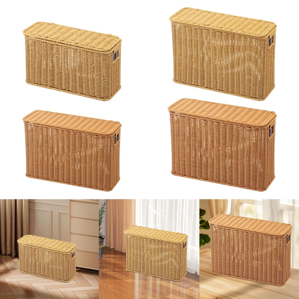 Imitation Rattan Basket with Lid Hand Woven Basket for Kitchen Office Home - Image 1 of 1