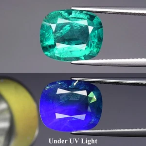 π 7.36ct 13.2x11mm Cushion Natural Green Fluorite - Color Change Under UV Light - Picture 1 of 6