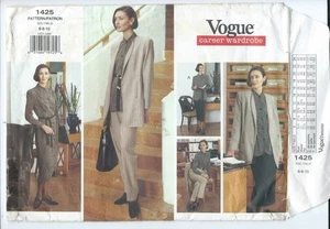 Vogue 1425 patrón de costura CHAQUETA VESTIDO TOP FALDA PANTALONES coser ESTILO tallas 6-8-10 - Imagen 1 de 2