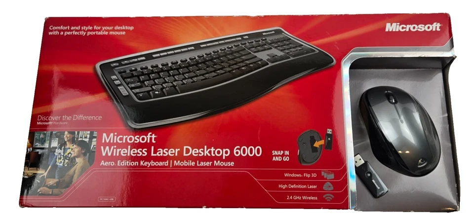 Microsoft Wireless Laser Desktop 6000 Keyboard And Mouse NIB - Image 1 of 4