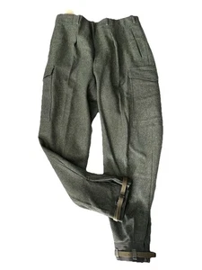 Schwedische Vintage Herren Militär Oliv Wolle Jagdhose Lederriemen Neu mit Etikett Größe 36x31 - Bild 1 von 18