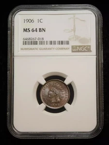 1906 Indian Head Cent - NGC MS64BN - Picture 1 of 4