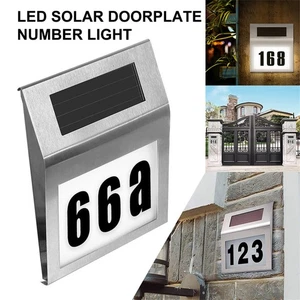 Solar Address Sign Lighted House Numbers Illuminated Address Plaque Wall Mount - Picture 1 of 12
