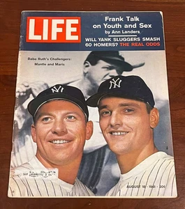 1961 8/18 Life Magazine baseball Mickey Mantle Roger Maris New York Yankees GOOD - Picture 1 of 12