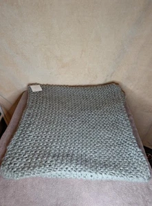 Pottery Barn Wollmischung Überwurf Kissenbezug 20x20 grau Strick Herbst Saisonal - Bild 1 von 9