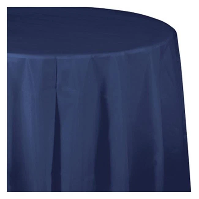 Creative Converting 703278 82 in. Octy Round Plastic Table Cover- Navy - Image 1 of 1