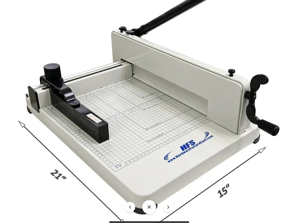 HFS Heavy Duty Guillotine Paper Cutter A4-12 Inch 400 Sheet Capacity Solid Steel - Image 1 of 4