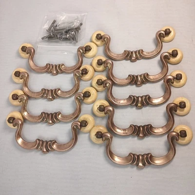 Vintage Lot of 9 Swan Neck Keeler Brass Handle Drawer Bail Pull N10846 MCM 4" - Image 1 of 4