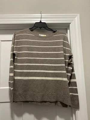 C&C California Brown Cream Striped Sweater Size Medium Wool Minimal Gorp Preppy - Image 1 of 4