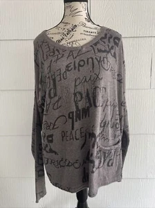 Tricotto grau Worte des Friedens Swoop V-Ausschnitt Pullover mit Taschen Damen Large (G5) - Bild 1 von 14