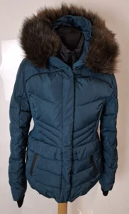 Superdry Mountain Team Ladies Padded Puff Zipped/ Stud Dark Teal Coat UK Size 14 - Picture 1 of 21