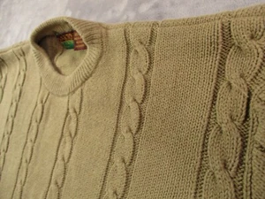 Vintage Oakton Limited Grandpacore Sweater Men's Large Tall Mocha Chunky Cable - Picture 1 of 10