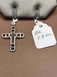 Colgante de cruz de oro real de 18 k - Imagen 1 de 6