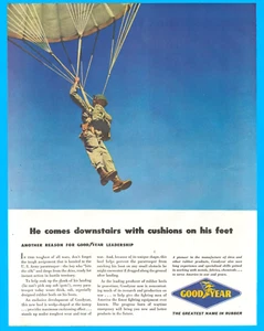 Goodyear rubber airborne parachutist Army soldier vintage print ad 1943 WWII - Picture 1 of 3