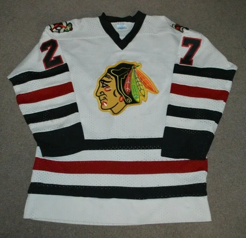 Vtg Jeremy Roenick Chicago Blackhawks Hockey Jersey Large SEWN Eagle Sportswear Cover