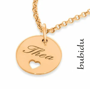 Kette mit Gravur Namenskette rosé vergoldet Herz Anhänger Name Halskette  - Imagen 1 de 4