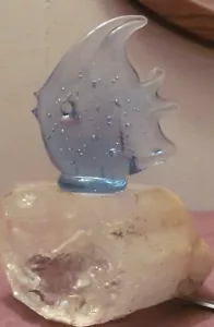 BLUE ARTGLASS FISH PAPERWEIGHT - Picture 1 of 9