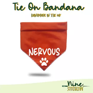 Nervous Dog bandana Tie on Bandana space Do not Pet Therapy Orange Awareness - Picture 1 of 26