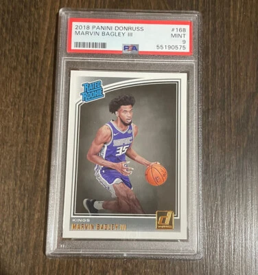Marvin Bagley 2018 Panini Donruss 168 PSA 9 RC Rated Rookie RR Kings Wizards NBA - Image 1 of 2