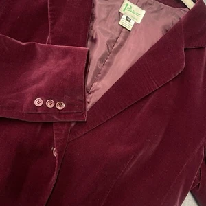 Vtg Penchant Velvet Wine Blazer Women 36 Small Jacket Dark Holiday 80s Single - Picture 1 of 8