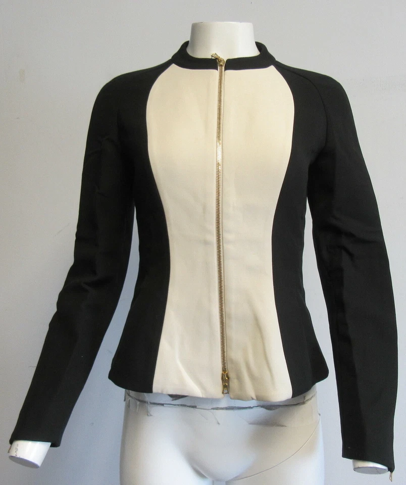 MARNI ivory/black color block zip front blazer SZ 40 - Image 1 of 4