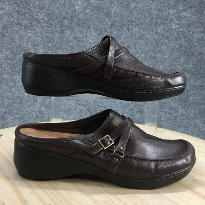 Easy Spirit Shoes Womens 11 M Dechell Mules Brown Leather Casual Wedge Buckle - Image 1 of 4