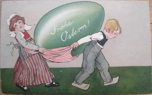 Postkarte Ostern 1903, Kinder mit Riesenei, Farblitho - Bild 1 von 1