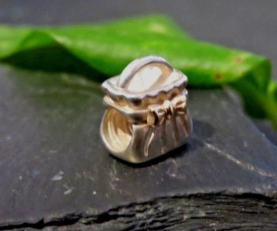 Edler 925 Sterling Silber Anhänger Pandora Teil Vergoldet Tasche Schleife Chic - Bild 1 von 4