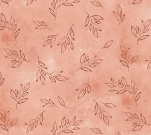 Floral Chic Tonal Peach Tossed Leaves Blender 100% Cotton Fabric by half yard - Picture 1 of 6