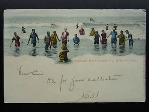 East Sussex BRIGHTON Mixed Bathing at Brighton Beach c1904 Postcard by S Hellier - Picture 1 of 2