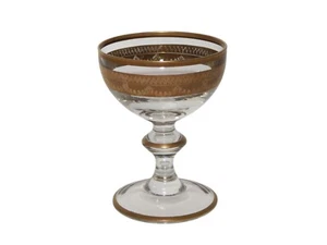 PREZIOSO STILE IMPERO CALICE COPPA CHAMPAGNE VETRO SOFFIATO MURANO VENEZIANO ORO - Imagen 1 de 9