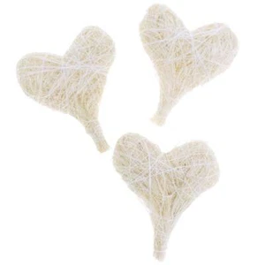 Coeur en sisal crème 5 cm 24 pcs décoration décoration de table coeurs artisanaux - Photo 1/3