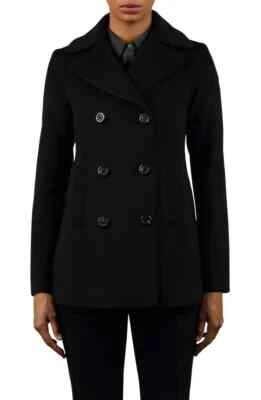 NEW Fleurette Double-Breasted Wool Peacoat in Black - Size 2 #C4341 - Image 1 of 4