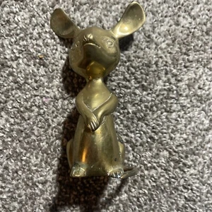 Vintage Brass Big Ear Mouse Figurine Paperweight 6" - Picture 1 of 4