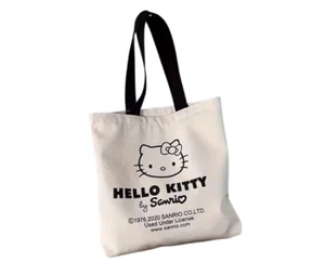 "Clearance" New Sanrio Hello Kitty Beige Khaki Canvas LARGE Shopping Bag Tote - Picture 1 of 3