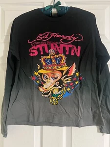New Ed Hardy Kids Long Sleeves Shirt Pullover Size 12 Youth Wolf Stuntn - Picture 1 of 4