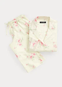 Ralph Lauren Ladies Yellow Pink Floral Long Sleeve 2 Piece Pajama Set S New NWT - Picture 1 of 13