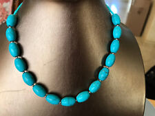 JACLYN SMITH TURQUOISE NECKLACE WESTERN STYLE SILVER TONE 18-21"