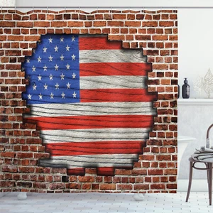 USA Shower Curtain American National Flag Print for Bathroom - Picture 1 of 8
