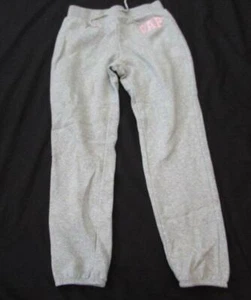 GAP kids girls lrg 10 light gray heather fleece sweatpants logo elastic bottom - Picture 1 of 3