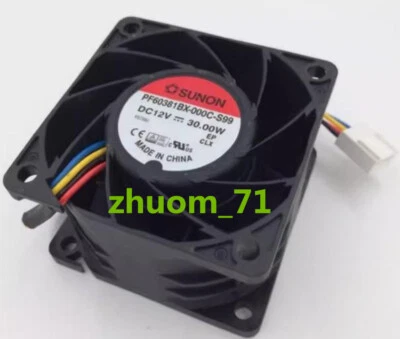 1PC SUNON PF60381BX-000C-S99 12V 30.0W 6CM High speed power supply cooling fan - Image 1 of 2