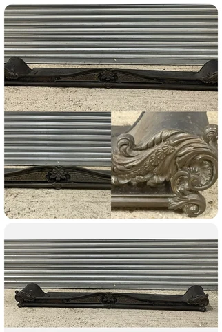 Very Large 19thC Bronze Front Iron Fender / Fire Kerb With Ash Catcher Tray Cover